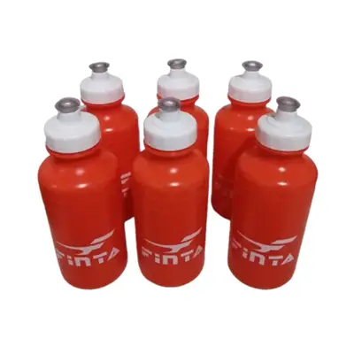 Kit Cesta C/6 Squeeze Plástica Finta 500ml Laranja + Suporte Finta Vermelho