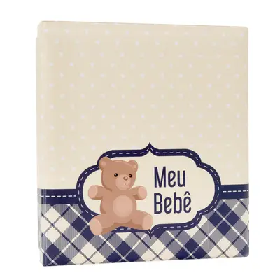 ÁLBUM DE FOTOS COM ESTOJO PARA BEBÊ 15X21/20X25 - BEGE URSINHO MENINO