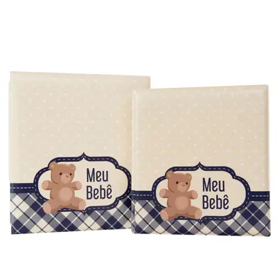 ÁLBUM DE FOTOS COM ESTOJO PARA BEBÊ 15X21/20X25 - BEGE URSINHO MENINO