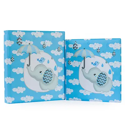 ÁLBUM DE FOTOS COM ESTOJO PARA BEBÊ 15X21/20X25 - Elefante azul