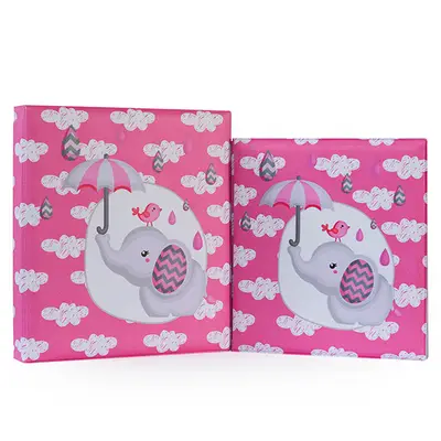 ÁLBUM DE FOTOS COM ESTOJO PARA BEBÊ 15X21/20X25 - Elefante rosa