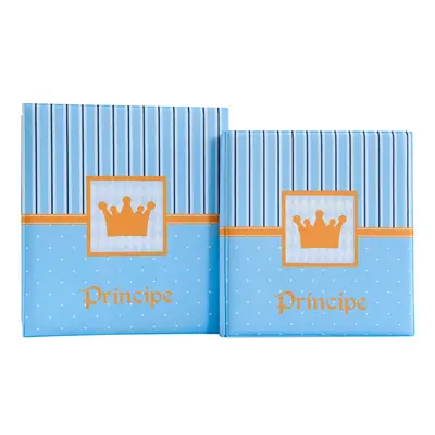 ÁLBUM DE FOTOS COM ESTOJO PARA BEBÊ 15X21/20X25 - PRÍNCIPE MENINO AZUL
