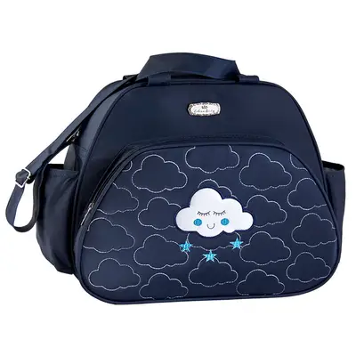 BOLSA BEBÊ MATERNIDADE AZUL MARINHO NUVEM - GRANDE MENINO