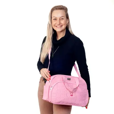 BOLSA BEBÊ MATERNIDADE ROSA URSO - GRANDE MENINA