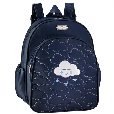 MOCHILA BEBÊ MATERNIDADE AZUL MARINHO NUVEM - PEQUENA MENINO