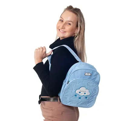 MOCHILA BEBÊ MATERNIDADE AZUL NUVEM - PEQUENA MENINO