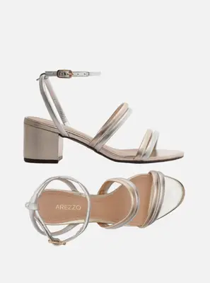 Sandalia Arezzo Salto Bloco PrataDourada