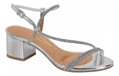 Sandalia Feminia Vizzano Salto Bloco E Tiras Strass