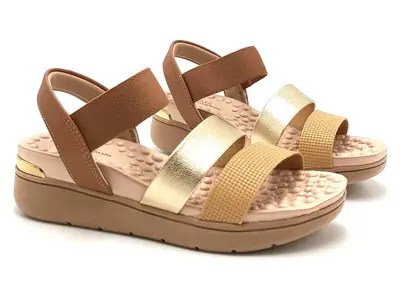 Sandalia Modare Bege Dourada Marron