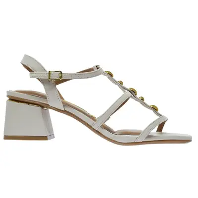 Sandália Salto Médio Feminina Vizzano Offwhite