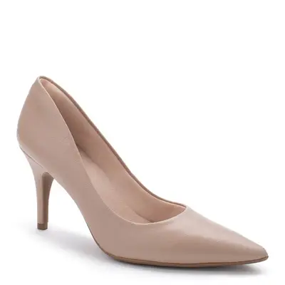 Scarpin Lia Line  Em Coura Salto Alto Bico Fino