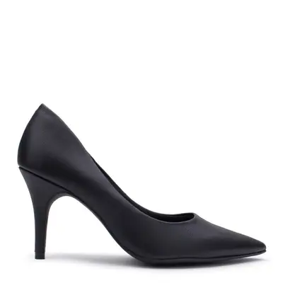 Scarpin Lia Line  Em Coura Salto Alto Bico Fino