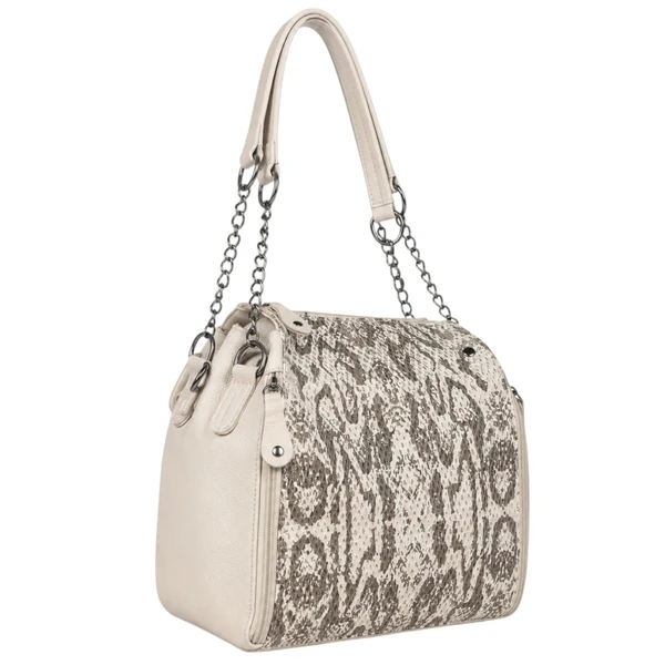 Bolsa Feminina Ravena em Couro Legítimo com Detalhes em Croco