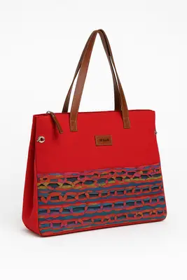 Bolsa Feminina de Lona e Tecido Jacquard