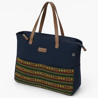 Bolsa Feminina de Lona e Tecido Jacquard