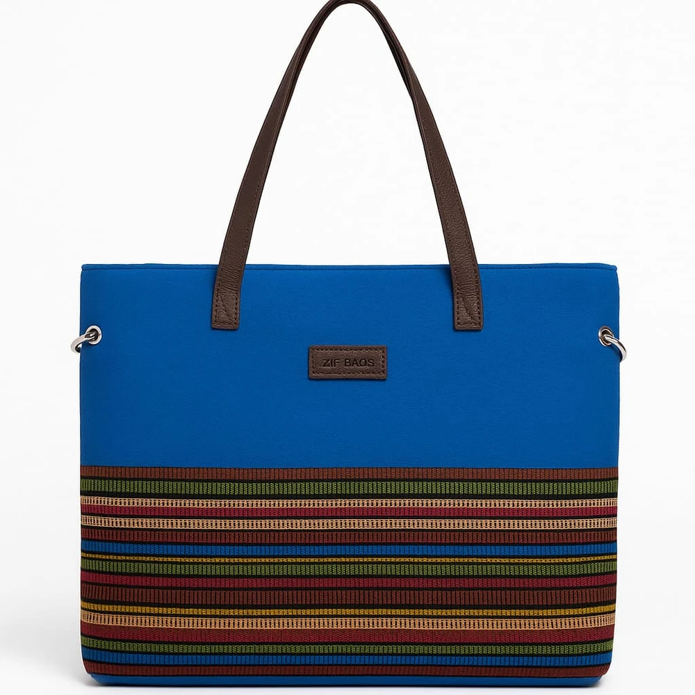 Bolsa Feminina de Lona e Tecido Jacquard