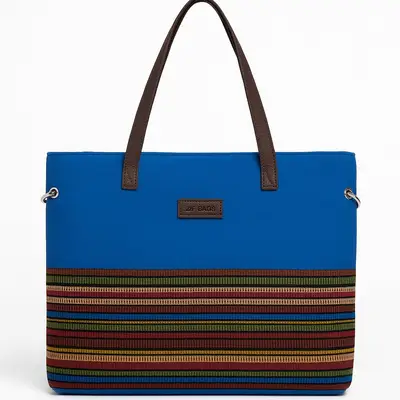 Bolsa Feminina de Lona e Tecido Jacquard