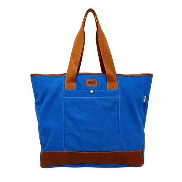 Bolsa Tote Ferrara em Lona com Detalhes em Couro Zup