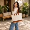 Bolsa Tote Ferrara em Lona com Detalhes em Couro Zup