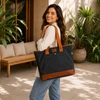 Bolsa Tote Ferrara em Lona com Detalhes em Couro Zup