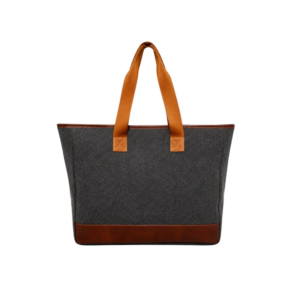 Bolsa Tote Ferrara em Lona com Detalhes em Couro Zup