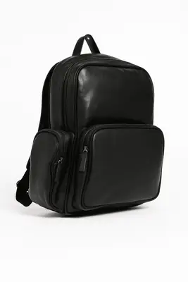 MOCHILA EM COURO COM PORTA NOTEBOOK  PRETA ZUP
