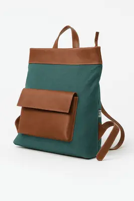 Mochila Feminina de Lona e Couro Pati Zup