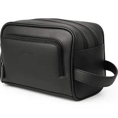 NECESSAIRE MASCULINA DE COURO PRETA ZUP