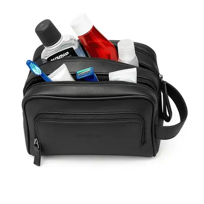 NECESSAIRE MASCULINA DE COURO PRETA ZUP