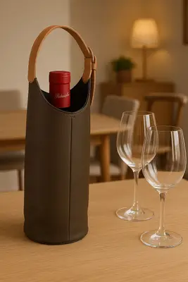 Porta Vinho de Couro 1G Zup