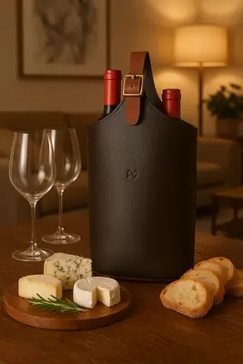 Porta Vinho em Couro Zup 2 Garrafas