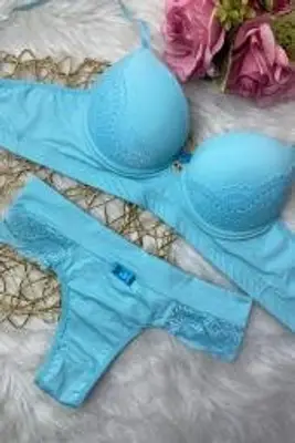 CONJUNTO MICROFIBRA COM DETALHES EM RENDA CALCINHA FIO DUPLO COM CÓS E RENDA LA ROSE