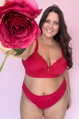 CONJUNTO PLUS SIZE CALCINHA  E SUTIÃ MICROFIBRA PREMIUM E RENDA TRABALHADA