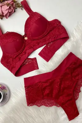 CONJUNTO PLUS SIZE CALCINHA  E SUTIÃ MICROFIBRA PREMIUM E RENDA TRABALHADA