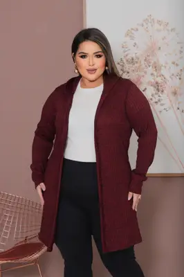 Cardigan Plus Size Lanzinha Canelada Premium
