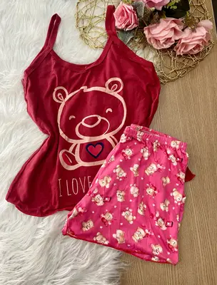 PIJAMA SUEDE- BLUSA DE ALCINHA E SHORTS
