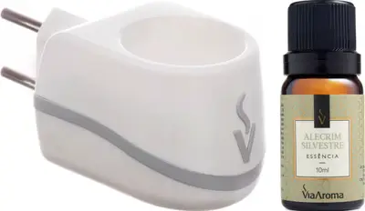 Aromatizador Elétrico Difusor Ambiente com Essência Alecrim Silvestre 10ml - Via Aroma