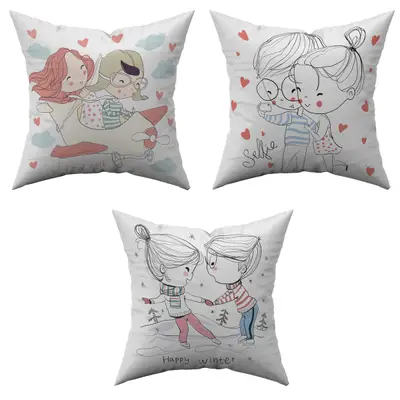 Almofada Avulsa Cheia Namorados Casal Romântico 45cm x 45cm com Refil