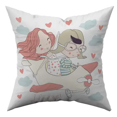 Almofada Avulsa Cheia Namorados Casal Romântico 45cm x 45cm com Refil