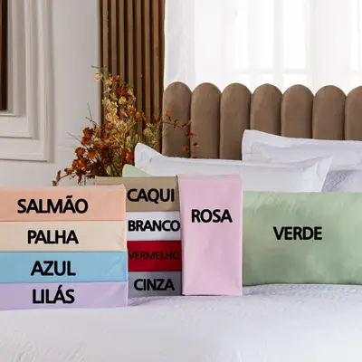 Capa Fronha de Xuxão Travesseiro de Corpo Cores Lisas Avulsa 1,45m x 45cm - Percal 140 Fios 100% Algodão