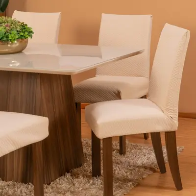 Capa Protetora de Cadeira Avulsa Acolchoada Matelada Deluxe Ajustável com Elástico - Malha Gel Decoração Cozinha Jantar