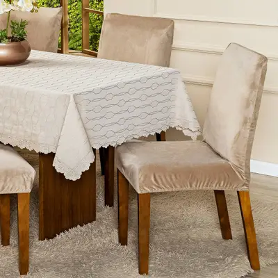 Capa de Cadeira Jantar Avulsa Lisa Splendore Ajustável com Elástico - Tecido Veludo Suede Decoração Luxo Para Cozinha