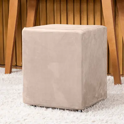 Capa de Puff Quadrado Avulsa Lisa Ajustável com Elástico - Tecido Veludo Suede Decoração Banquinho Luxo Para Sala Quarto