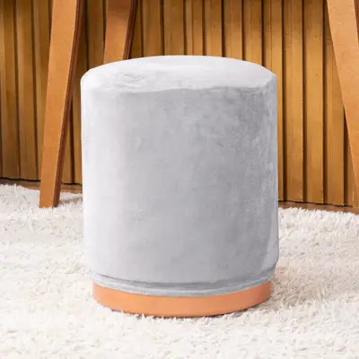 Capa de Puff Redondo Grande Avulsa Lisa Ajustável com Elástico - Tecido Veludo Decoração Banquinho Luxo Para Sala Quarto