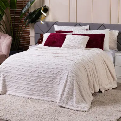 Cobertor Manta Zurique Trançado Avulso CASAL - Dupla Face Mantinha Plush Fleece Sherpa Trançada Alto Relevo Flannel
