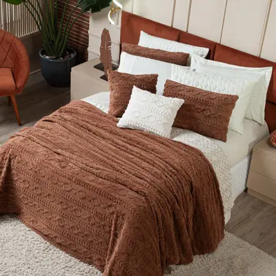 Cobertor Manta Zurique Trançado Avulso KING - Dupla Face Mantinha Plush Fleece Sherpa Trançada Alto Relevo Flannel