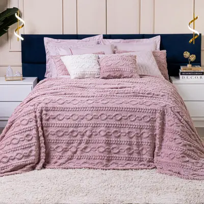 Cobertor Manta Zurique Trançado Avulso QUEEN - Dupla Face Mantinha Plush Fleece Sherpa Trançada Alto Relevo Flannel
