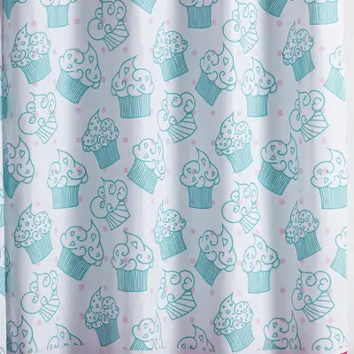 Cortina para Quarto Cake Donuts Pink/Tiffany 2,00m x 1,50m - Para Varão Simples