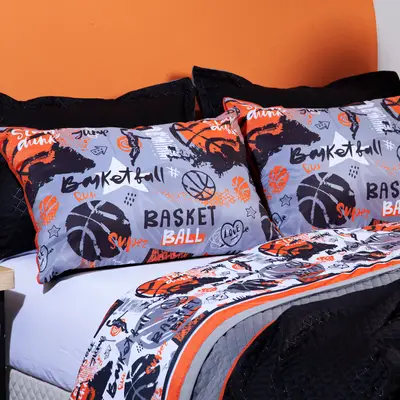 Jogo de Cama Basquete Branco Casal Padrão 04 Peças - Percal 200 Fios