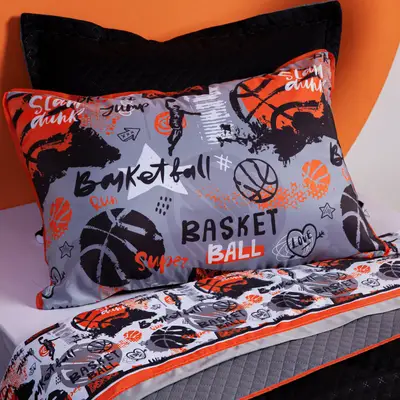 Jogo de Cama Basquete Branco Solteiro 03 Peças - Percal 200 Fios